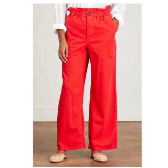 Xirena 2022 Cormick High Rise Paperbag Waist Wide Leg Pant in Red Pepper Size S - Picture 2 of 16